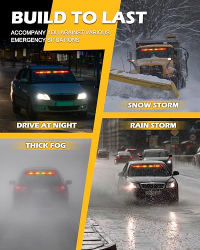HLauto 604N Emergency Dash Strobe Lights: 2x16.8 inch Amber Red Security Light w/Take Down, 48 LED Safety Flashing Warning Hazard Interior Windshield Light Bar for Trucks Vehicles - color: #04 Amber / Red