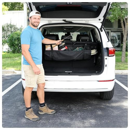Car Trunk Organizer Hanging Bag, Waterproof Backseat Storage for SUV Jeep Truck Minivan, Black, 35.4 x 11.2 Inches, Foldable - color: black