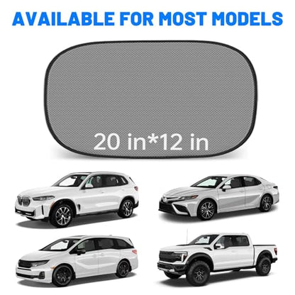 4 PCS Universal Car Window Shades for Baby, 20"x12" Static Cling Mesh Car Shades for Side Windows, Easy Fold UV & Sun Protection Window Covers for Family Travel - size: 4 Pack Universal Car Side Window Shades