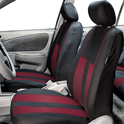 FH Group Striking Striped Car Seat Covers - Universal Fit, Washable Seat Covers for Cars, SUVs, Vans, Sedans, Burgundy, Front Set - color: Burgundy, size: Front Set