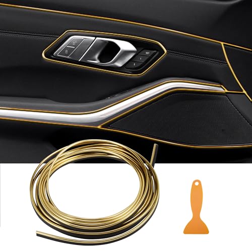 TOMALL Car Interior Moulding Strip Car Decorative Filler Insert Strips 10M(32ft) Flexible Electroplating Decoration Styling Dashboard Accessories with Installing Tool (Gold) - color: Car Trim Strip 10M-Gold