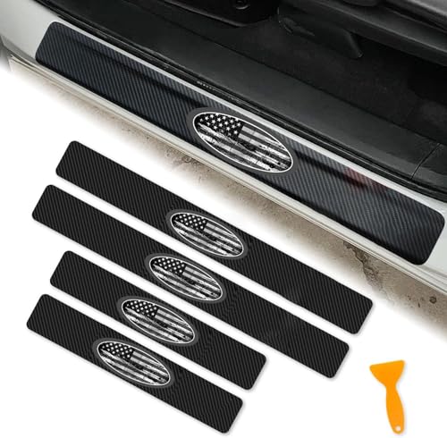 4Pcs Carbon Fiber Car Door Sill Protector Scratch Resistant & Waterproof Door Entry Guard fit for Ford Car Accessories America Flag Gray Universal - color: door-America flag gray