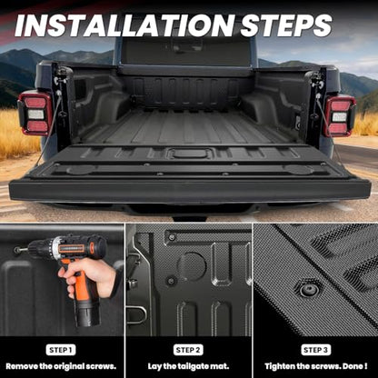 LASFIT Tailgate Mat for Jeep Gladiator 2020-2026, All Weather TPE Tailgate Protector Liner Replacement Accessories Tailgate Cover - style: Gladiator 2020-2026 Tailgate Mat