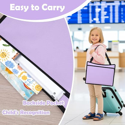Kids Travel Tray for Toddler Carseat, Road Trip Activities Essentials for Toddler, Kids Lap Desk Tray with Tablet Holder Stand ＆ Dry Erase Board (Purple) - color: Purple