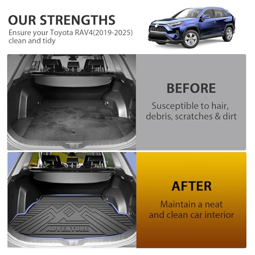 Powerty Trunk Mat for Toyota RAV4 2019-2025 Accessories(Include Hybrid&Gasoline), All Weather Cargo Mat TPE Cargo Liner Replacement for Rav4 Rear Trunk Liner,Black - size: Cargo Mat｜For｜19-25｜Toyota Rav4