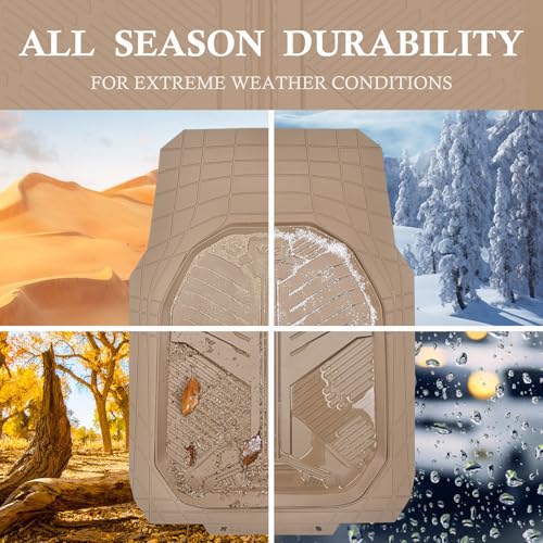 CAR PASS Heavy Duty Rubber Car Mats with Cargo Liner, Deep-Dish Car Floor Mats and Trunk Mat All Weather, Universal Trim-to-Fit for SUVs Trucks Sedans, Waterproof Anti-Slip, Trimmable V12 Beige - color: Beige Full Set