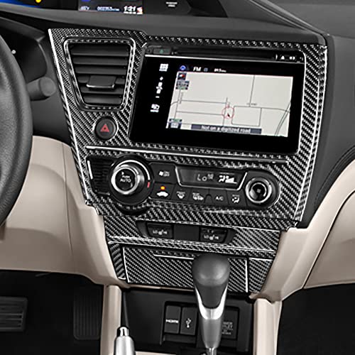 Car Center Console Multimedia Navigation Screen AC Control Seat Heated Panel Sticker Real Carbon Fiber Interior Trim Accessories Compatible with Honda Civic 9 Coupe/Sedan 2013-2015 Black A - Kit - color: Center Console Multimedia Navigation Screen Ac Vent