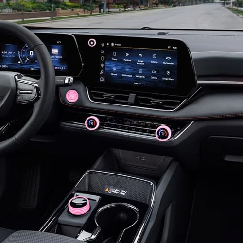 for 2025 2026 Chevrolet Equinox（No Equinox EV） Aluminum Interior Trim Accessories, Including air Conditioning Volume Controls, Shift Switch, and Starter knob Cover/Ring. (Pink) - color: pink