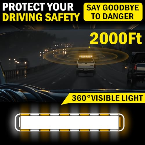 ASPL 46 inch 220 LED Rooftop Low Profile Strobe Light Bar Emergency Warning Beacon Car Hazard Flashing Construction Roof Lights Bars for Trucks Tow Automotive Construction Vehicle (Amber/White - color: Amber/White
