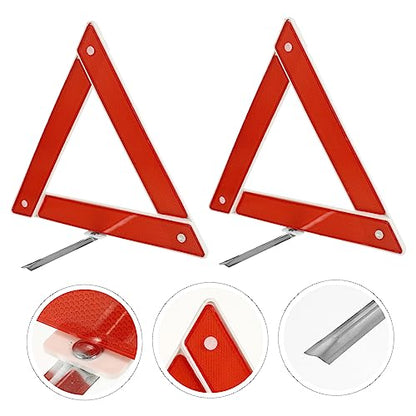 2pcs Auto Folding Safety Warning Sign Compact Roadside Emergency Reflective Triangle for Vehicle Maintenance Roadside Assistance and Construction Use