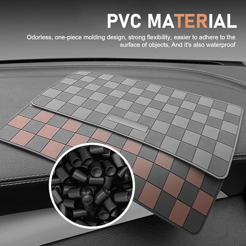 Car Dashboard Non Slip Mat, 11.8" x 5.9" Anti-Slide Grid Sticky Dash Pad, Multifunctional Dashboard Gripping Pad for Cell Phones, Keys, Sunglasses, Electronic Devices (Black & Gray) - color: Black & Gray