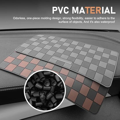 Car Dashboard Non Slip Mat, 11.8" x 5.9" Anti-Slide Grid Sticky Dash Pad, Multifunctional Dashboard Gripping Pad for Cell Phones, Keys, Sunglasses, Electronic Devices (Black & Gray) - color: Black & Gray