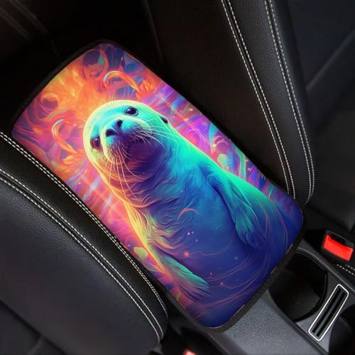Modysero Cool Print Dustyproof Univerasl Fit and Soft Car Armrest Pad Aesthetics Cute Bank Beaver Armrest Cover Interior Decoration for Cars Truck SUV Sedan - color: aesthetics cute bank beaver