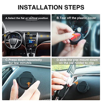daite Socket Car Mount Grips Holder for Phone Stand 360 Rotation Dashboard Sticker Holder for Socket Mount Users on Car Dashboard Home Wall Office and Kitchen (Rotation + Flat) - style: Rotation + Flat