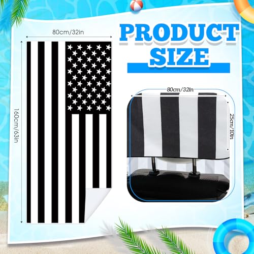 Hahafelt 2 Pack Car Seat Towel Covers with Storage Bag, 63 x 32 Inch Universal Non Slip Waterproof Sweat Protector for Car Truck, Gym Swimming Running, Machine Washable (Black White American Flag) - style: Black White American Flag