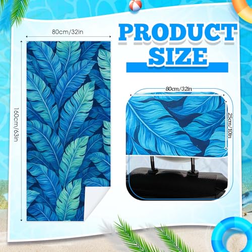 Hahafelt 2 Pack Car Seat Towel Covers with Storage Bag, 63 x 32 Inch Universal Non Slip Waterproof Sweat Protector for Car Truck, Gym Swimming Running, Machine Washable (Blue Leaves) - style: Blue Leaves