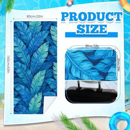 Hahafelt 2 Pack Car Seat Towel Covers with Storage Bag, 63 x 32 Inch Universal Non Slip Waterproof Sweat Protector for Car Truck, Gym Swimming Running, Machine Washable (Blue Leaves) - style: Blue Leaves