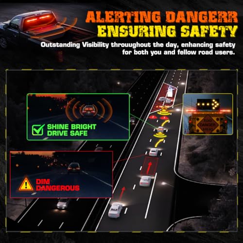 2x17.7 LED Windshield Emergency Light Bar Interior Flashing Hazard Safety Warning Lights w/Remote Control for Police Law Enforcement POV Trucks Vehicles, Amber/Red - color: #08 Amber/ Red