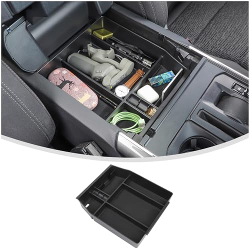 Linskip Maxfit Center Console Organizer Tray Compatible with Ford F150 2015-2020 & 2017-2021 F250 F350 F450(Bucket Seats) & 2018-2024 Expedition, Full Insert Storage Tray, Interior Accessories - color: Bucket Seat - with Anti-Slip Pad