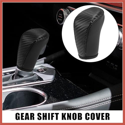 ACROPIX Car Faux Leather Carbon Fiber Black Gear Shift Knob Cover for Nissan Altima 2019-2021 Sentra 2020-2021 Kicks 2018-2021 Versa 2020-2021 Black Line Car Parts