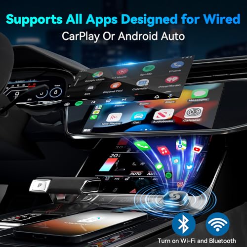 2026 Upgraded Wireless CarPlay Adapter, Bluetooth Car Play Wireless Adapter Mini 2-in-1 Android Auto Adapter, Plug & Play Zero Latency Auto-Connect, USB-A/Type-C Interface, Fits iOS 10+ & 2015+ Cars