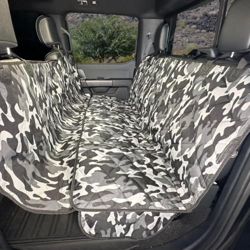4Knines Dog Hammock for Cars, SUVs, and Small Trucks (Regular Size, Camo) – Rear Seat Cover for 60/40 Split Bench w/Armrest & Seatbelt Access – Heavy Duty, Waterproof, Easy Install, Machine Washable - color: Camo, size: Regular