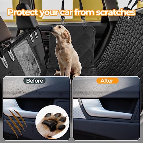 YSSOA Dog Car Seat Cover for Back Seat, Durable Waterproof Nonslip Pets Hammock with Mesh Window and Storage Pocket, Suitable for Cars, Trucks, SUVs, X-Large - size: X-Large(60" W x 64" L)