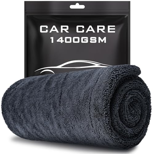 24"x36" Car Drying Towel, 1400GSM Microfiber Towel for Cars, Twisted-Loop Drying Towel Car Detailing, Double Sided Super Absorbent, No Water Spots, Label-Free Design Car Towel