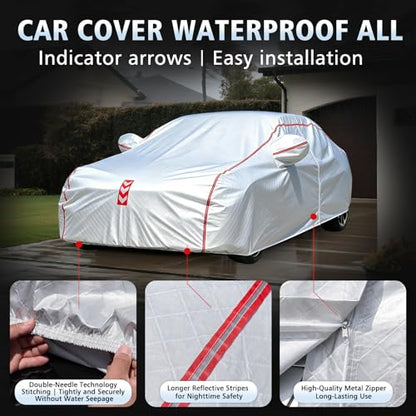 Car Cover, 360° Underbody Wrap Design, All-Weather Waterproof Car Cover, Suitable for Sedans, Vehicle Body Length 178 to 185 in - size: 1（Sdean-A1）