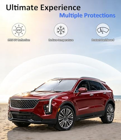 Windshield Sun Shade for Cadillac XT4 2019-2024 2025, Car Front Window Sunshade with 240T Sun Visor Protector Blocks UV Rays Heat Sun Shield Accessories - size: For XT4 2019-2025