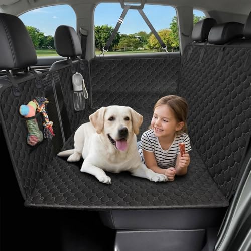 Victoper Back Seat Extender for Dogs, Dog Car Seat Cover with Detachable Hard Bottom Holds 440 LB, 600D Heavy Dog Seat Cover with 2 Seatbelts, 100% Waterproof Backseat Extender for Sedan SUV Truck - color: Black, size: XL Pro(Hard Extender)