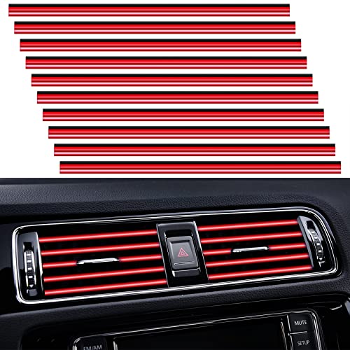 20 Pieces Universal Car Air Conditioner Vent Trim Decoration Strip Accessories, Waterproof Flexible Shiny Auto Car Interior Accessories for All Air Vent Outlet (A-Red - 20 Pieces) - color: A-Red - 20 Pieces