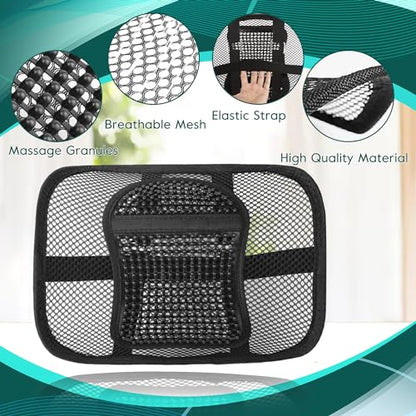 Samyoung 2 Pack Mesh Back Lumbar Support, Back Support Seat Cushion with Breathable Mesh for Office Chairs Car 12” x 16” - color: Black * 2