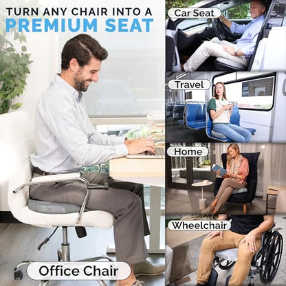 ComfiLife Gel Enhanced Seat Cushion – Office Chair Cushion – Non-Slip Gel & Memory Foam Coccyx Cushion for Tailbone Pain - Desk Chair Car Seat Cushions Driving - Sciatica & Back Pain Relief (Gray) - color: Gray