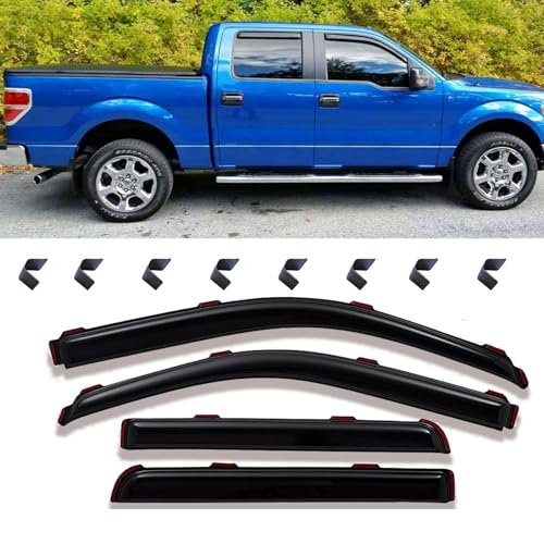 in-Channel Rain Guards Window Visors Side Wind Deflectors Vent Guard Shade for Ford F-150 SuperCrew/Crew Cab 2009-2014,Sun 194155,in Channel 4-Pieces Set - size: 2009-2014 F150 Crew Cab In-Channel