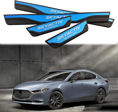 Car Door Sill Scuff Protector, for Mazda 3 2015-2025 Accessories Parts, Door Entry Guard Plate Trim Cover, Auto Interior Accessory Kick Panels 4pcs Set (Blue) - color: blue