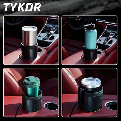 TYKOR Car Cup Holder Expander Adapter with Offset Base, Cup Holder Extender for Car Compatible with Yeti 14/24/36oz, Hydro Flasks 32/40oz, Other Large Water Bottles and Mugs in 3.2"-4.0"
