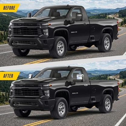 Trim Illusion Chrome Patented Door Handle Cover Overlay for 2019-2026 Chevrolet Silverado, Tahoe, Suburban & GMC Sierra, Yukon, Hummer EV | Easy No-Tool Install | US Patented