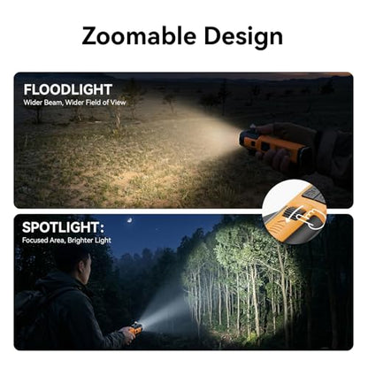 Solar Flashlights for Car Emergency Flashlight, Multi-Functional Escape Tool with Window Breaker Seatbelt Cutter Alarm Buzzer, Zoomable Spotlight for Roadside Assistance, Camping, Survival Yellow-2P - color: Yellow-2P