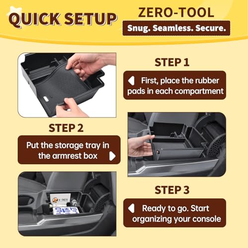 Center Console Organizer Tray Compatible with Acura RDX 2025 2026 Accessories – Custom Fit Armrest Storage Box Insert for 2025-2026 RDX Dual-Layer Compartment with Coin/Card Holder Rubber Mat