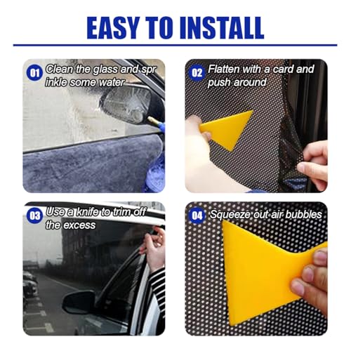 4PCS Car Side Window Sunshade - Reusable Washable Static Cling Film Car Window Shade Sticker Block UV Rays & Heat Glare - Vehicle Window Film Shade Privacy Protector for Most Cars (Black)