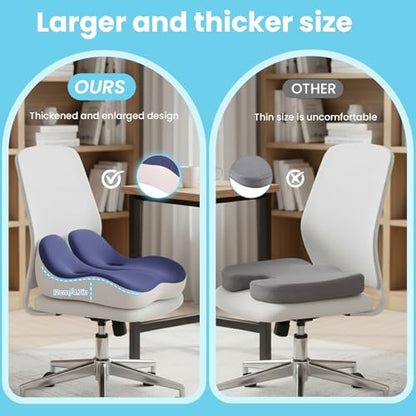 Seat Cushion,Office Chair Memory Cushion, Ergonomic Design, Relieve Sciatica and Long-Term Sitting Pain, Suitable for desks, car Seats, Games, wheelchairs - color: Blue