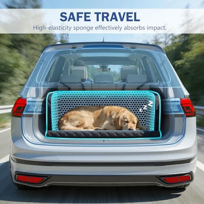 Pecute SUV Cargo Liner for Dogs, Water Resistan Pet Trunk Cover with Soft Cushion, Non-Slip Dog Back Seat Mat for SUVs Sedans with Bumper Flap Protector, Padded, Black - size: L