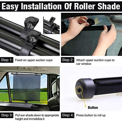 Car Sun Shade for Baby, Car Window Shade Automatic Roller Retractable Sunshades for Side Windows, Blocks 98% of Harmful UV Rays with Suction Cups, UV Protection for Baby & Pets Windshield Sun Shade