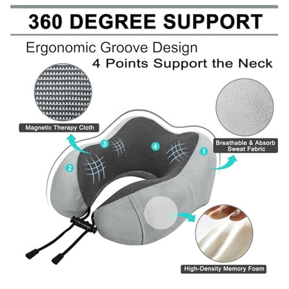 urnexttour Travel Pillow and Blanket Set Neck Pillows Soft Blankets with Sleep Mask Travel Essentials for Airplane Car Memory Foam Grey - color: B-grey