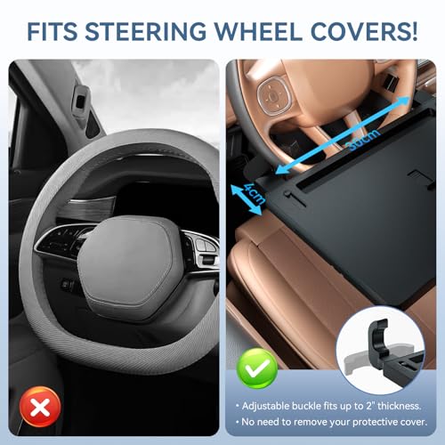 Extendable Steering Wheel Tray Desk for Laptop & Tablet, Adjustable Car Dining Table with Locking Clip Support, Portable Wheel Desk for Eating, Working, Travel - size: Extendable Steering Wheel Tray