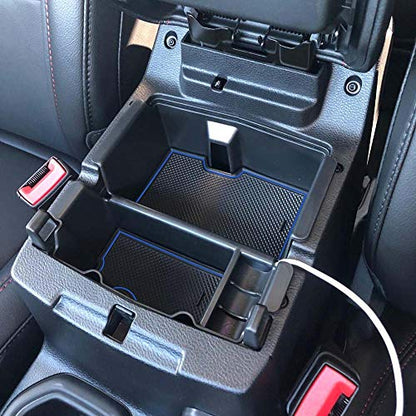 EDBETOS Center Console Organizer Tray Compatible with Jeep Wrangler JL/JLU 2018-2023 2024 2025 2026 and Gladiator JT Truck 2020-2026 Insert Accessories - Won't Covers the light inside (Blue Trim) - color: Blue