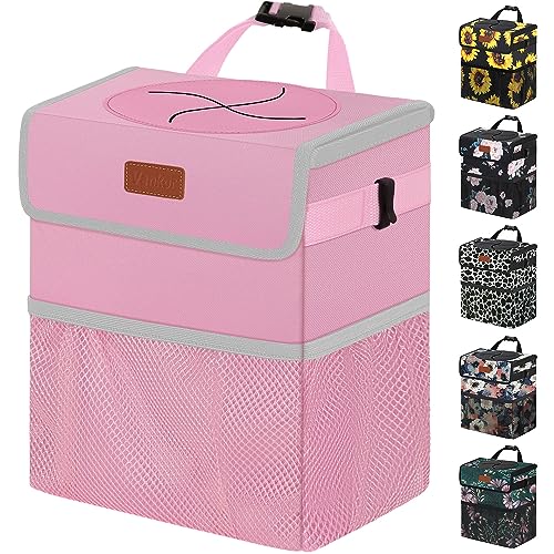 Vankor Pink Car Trash Can Cute, Pink Car Accessories for Women Waterproof Automotive Garbage Cans Leak Proof Vehicle Trash Can - color: Pink, size: 2.2 Gallons