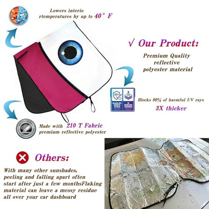 eygeufg Windshield Shade, Car Sun Shade for Front Windshield (Pink, Standard) - color: Cute Pink Eyes, size: Small