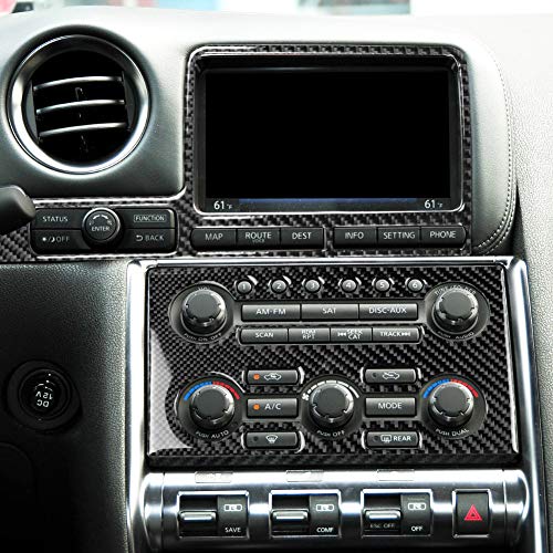 Acouto Carbon Fiber Center Console Trim for GTR R35 08‑16, 2Pcs/Set Carbon Fiber Central Control Navigation Trim Cover Car Interior Decoration Accessories